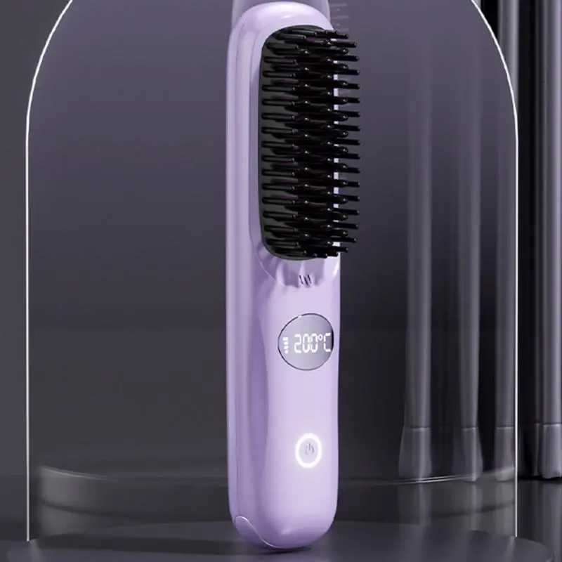 Hair Straightener Brush USB Charging Smoothing Hair Brush Portable Hair Straightener Hair Straightener Straightening Brush forT251129