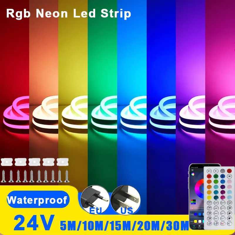 24V Neon Led Lights Strip 15M 5M 10M 20M 30M Outdoor Led Neon Rope Lights Waterproof Bluetooth App Control Decoration For Room M251129