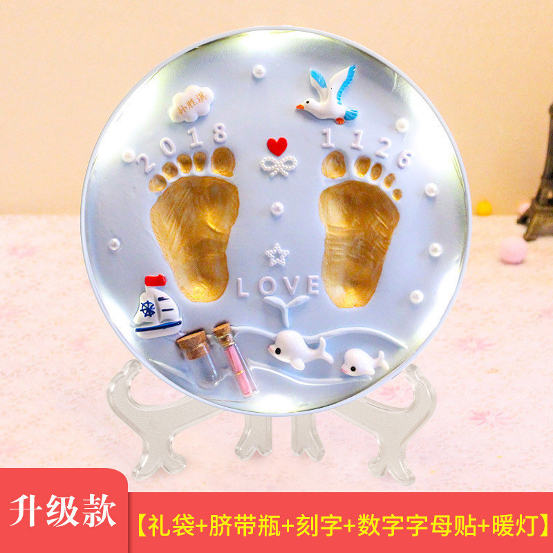 Newborn Hand and Foot Prints Mud Fetus Hair Souvenir DIY Baby Hand and Foot Prints Hundred Days Full Moon Year Old Gift 211028