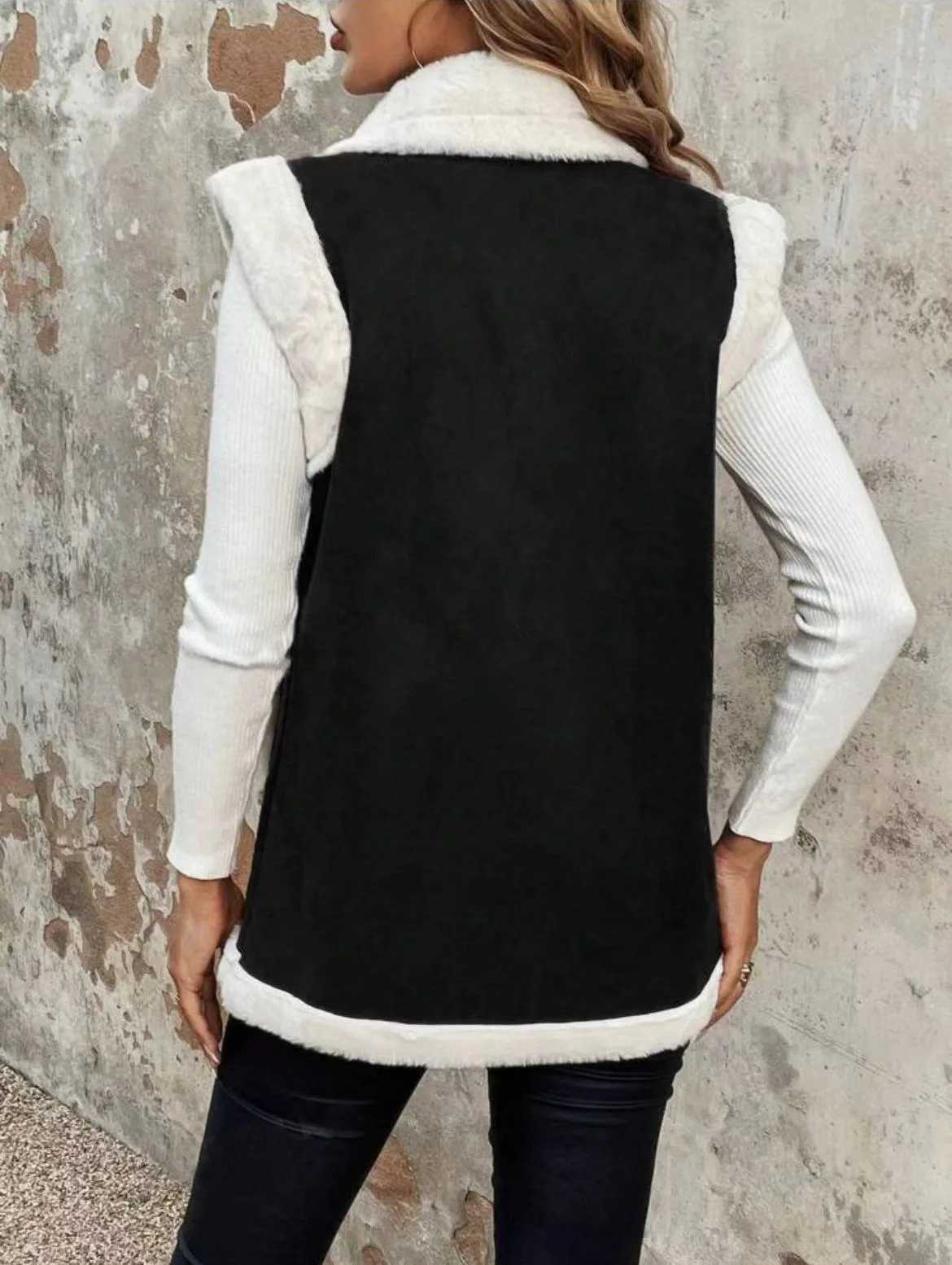 European American Fashion Womens Color-coded Sleeveless Casual Trendy Loose Turn-down Collar Loose Vests Female Clothes CoatsT251129