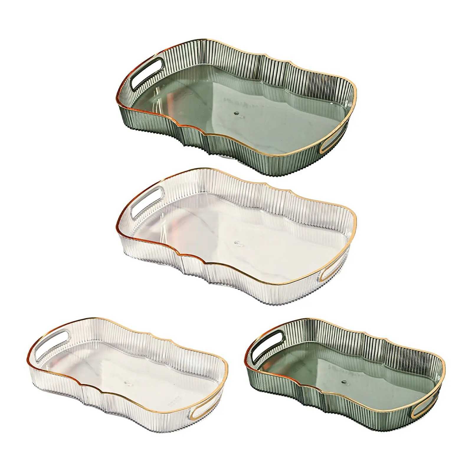 Acrylic Serving Tray with Handle Decorative Tray Jewelry Perfume Cosmetics Holder for Home Kitchen Bread Living Room Office Y251129
