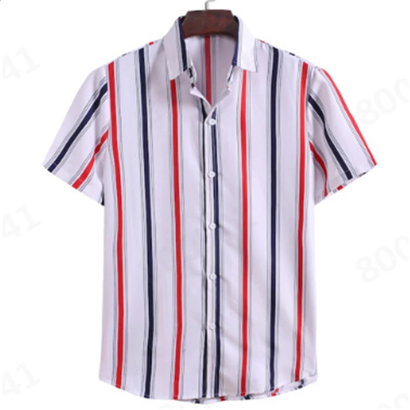 Street Simplicity Stripe Print Mens and Womens Shirts Fashion Short sleeved T-shirt Ropa Hombre Daily Casual Collar Party Top 250425