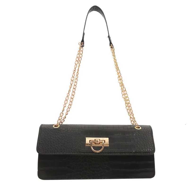 French PU Crocodile Pattern Chain Bag Womens 2024 New Fashionable PU Underarm Handbags Bag Trendy Messenger Bags K251128