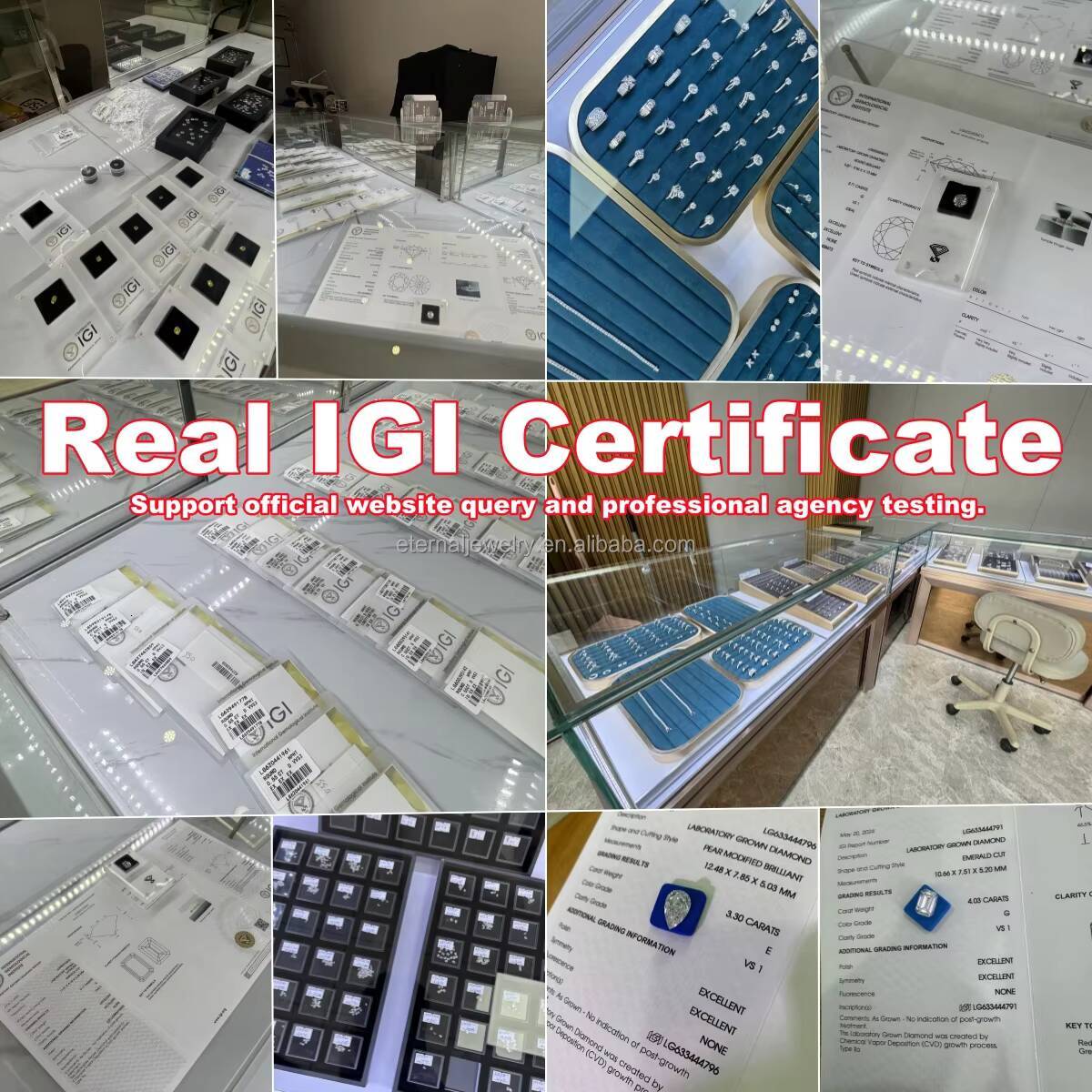 CVD/HPHT VVS/VS Round Cut IGI Laboratory Grown Diamond 9K 10K 14K 18K Solid Gold 1ct 15ct 2ct Solitaire Engagement Ring