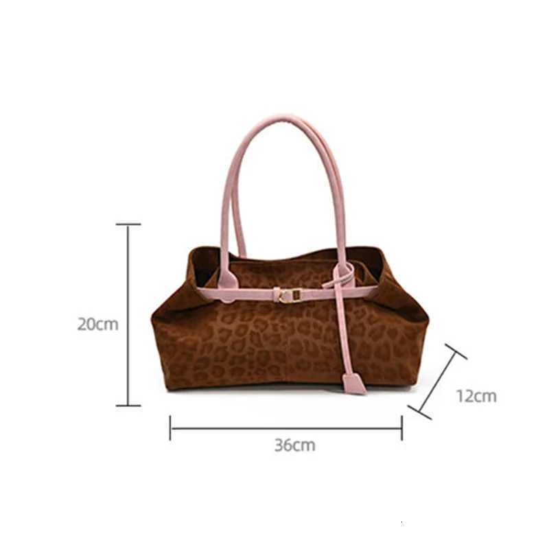 Vintage Leopard Print Tote Bag New Style Versatile Handbag Fashionable Luxury Shoulder Underarm Bag High-quality Suede Women Bag K251128