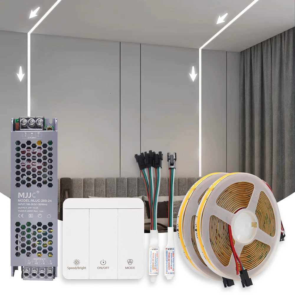 24V WS2811 IC Running Water COB Led Strip Light 5M 10M 15M Flow Chasing Flexible FCOB Led Tape Ribbob Lamp for Room Decoration M251129