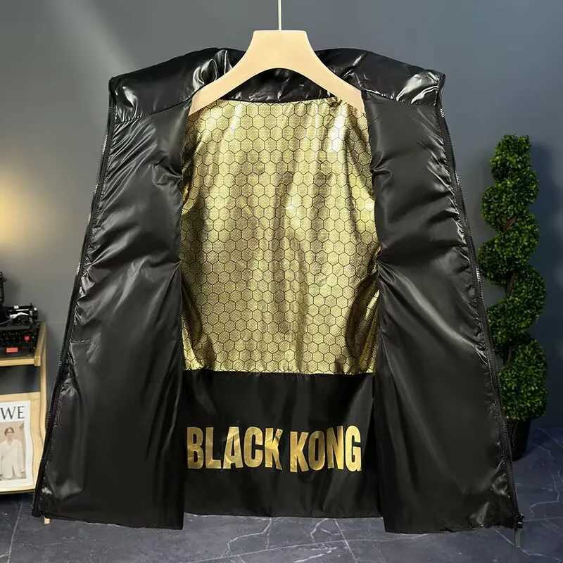 Autumn Winter Black Gold Down Cotton Vest For Women And Women Large Size Short Zipper Puffer Waistcoat Casual Sleeveless ParkasT251129