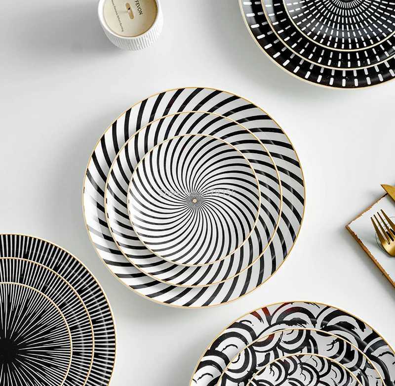 Luxury Nordic Style Household Ceramic Western Plate Steak Flat Dish Fruit Plate Decorative Ceramica Teller Porzelan Set 1PC Y251129