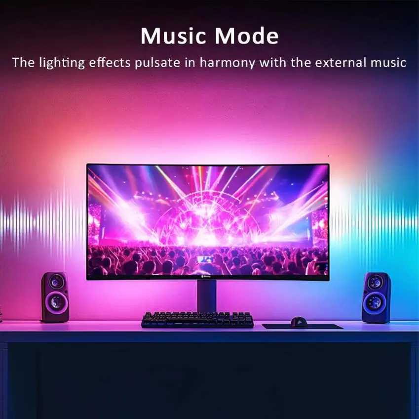 USB PC LED Strip Lights 24-34 Inch Computer RGBIC APP Music Sync Monitor Screen LED Backlight for Gaming Room Atmosphere Decor M251129