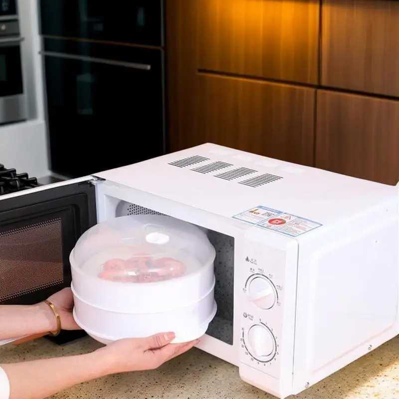 1pc Plastic Steamer Microwave Oven Round Steamer With Lid Cookware Steamer Household Steamed Buns Kitchen Cooking Tools C251129
