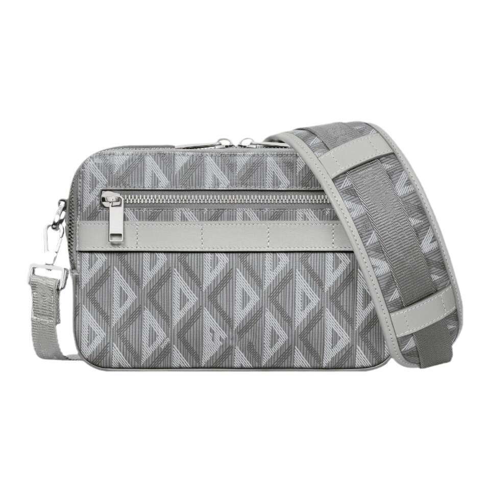 New men's PVC camera canvas coating classic checkered shoulder crossbody messenger bag