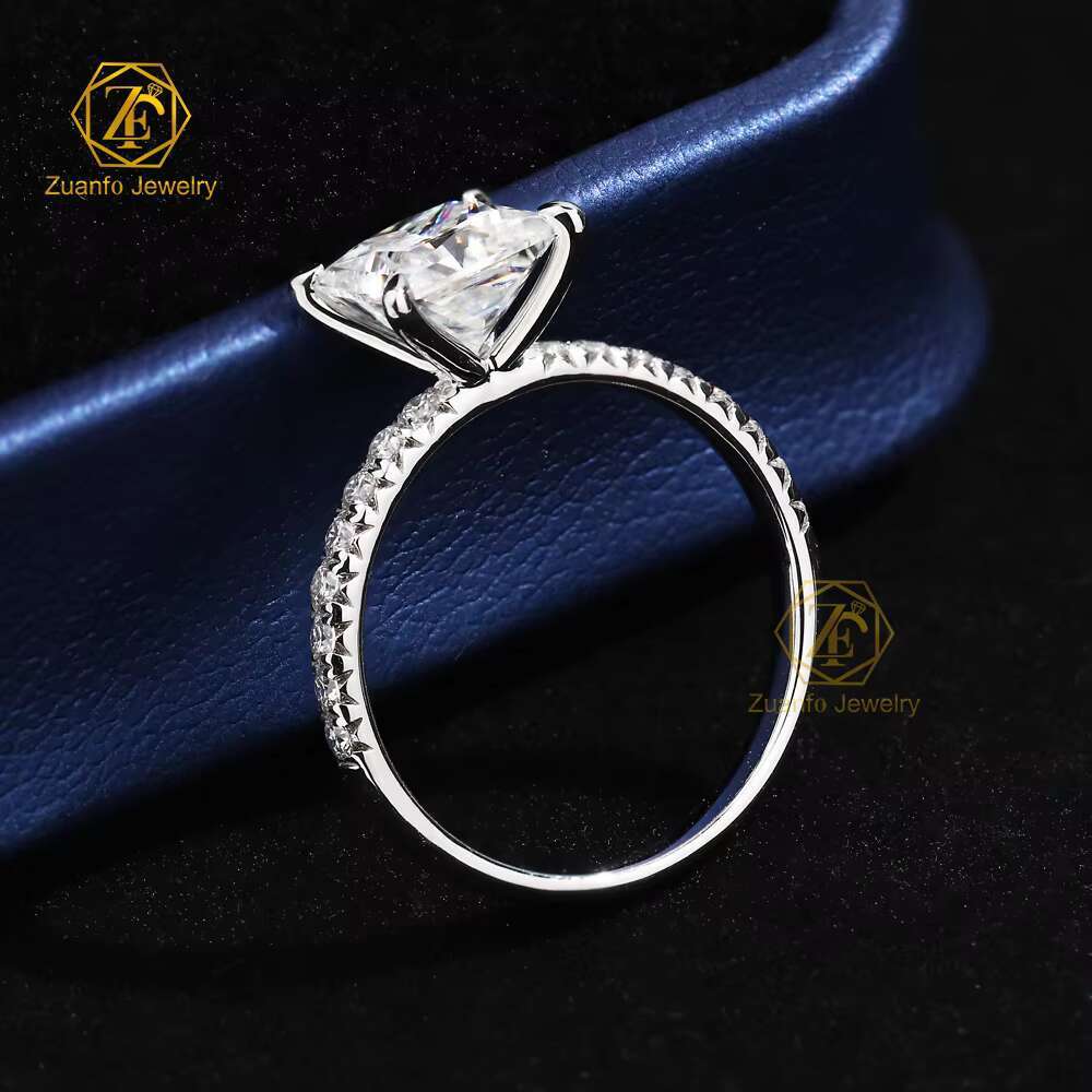 Moissanite Jewelry Solid 14K Pure Gold 1.5CT 6*6mm Cushion Cut Diamond Halo Moissanite Engagement Wedding Ring