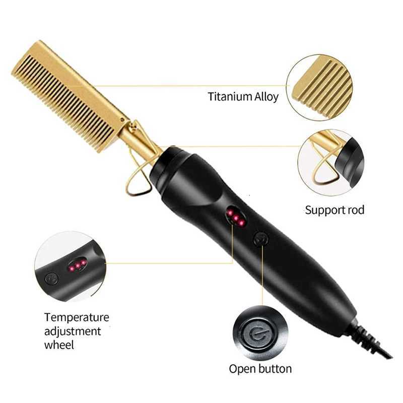 Customized Professional Portable Electric Hair Straightener Ceramic Hot Comb Straightener for Wigs Human Hair Salon ToolT251129