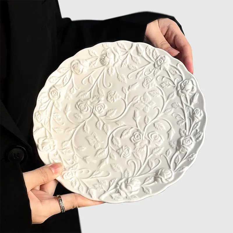 Luxury French Ceramic Plate Luxury Restaurant ic White Steak Plate Exquisite Round Household Tableware Y251129