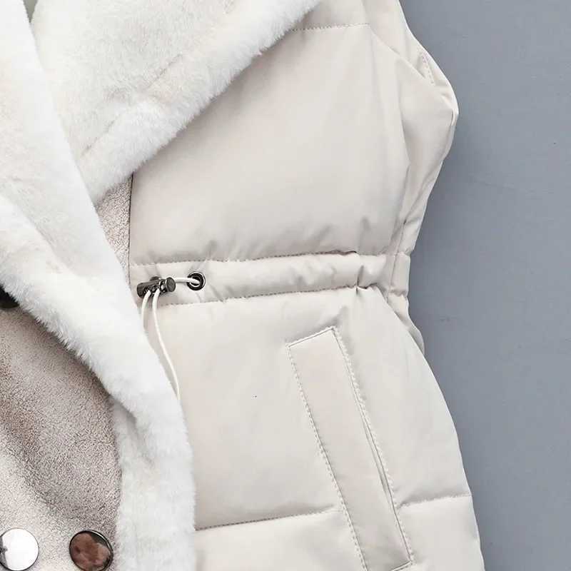 Women Parkas Single Breasted Coats Autumn Winter Vest Coat Sleeveless High Waist Casual Vests Elegant Y2k Jackets Thick WarmT251129