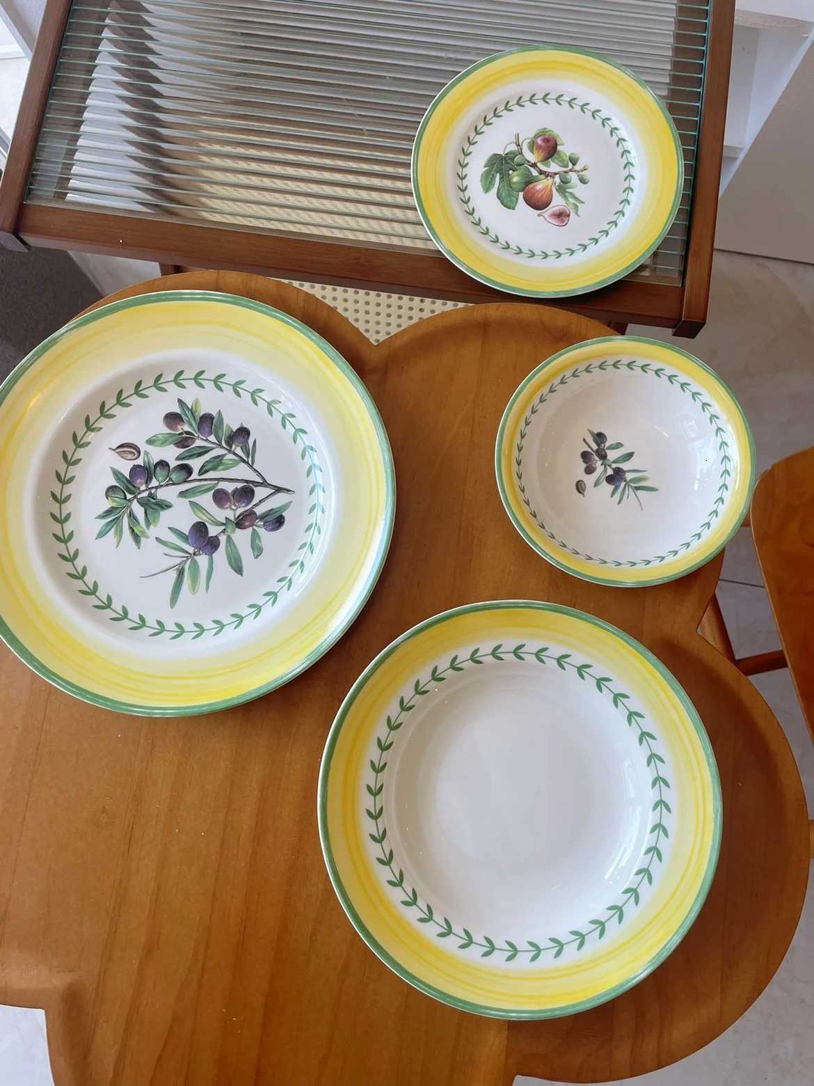 Luxury Vintage Fruit Series ins Wind Niu Platter Dinner Plate Deep Plate R Bowl Fruit Plate Breakfast Dish Y251129