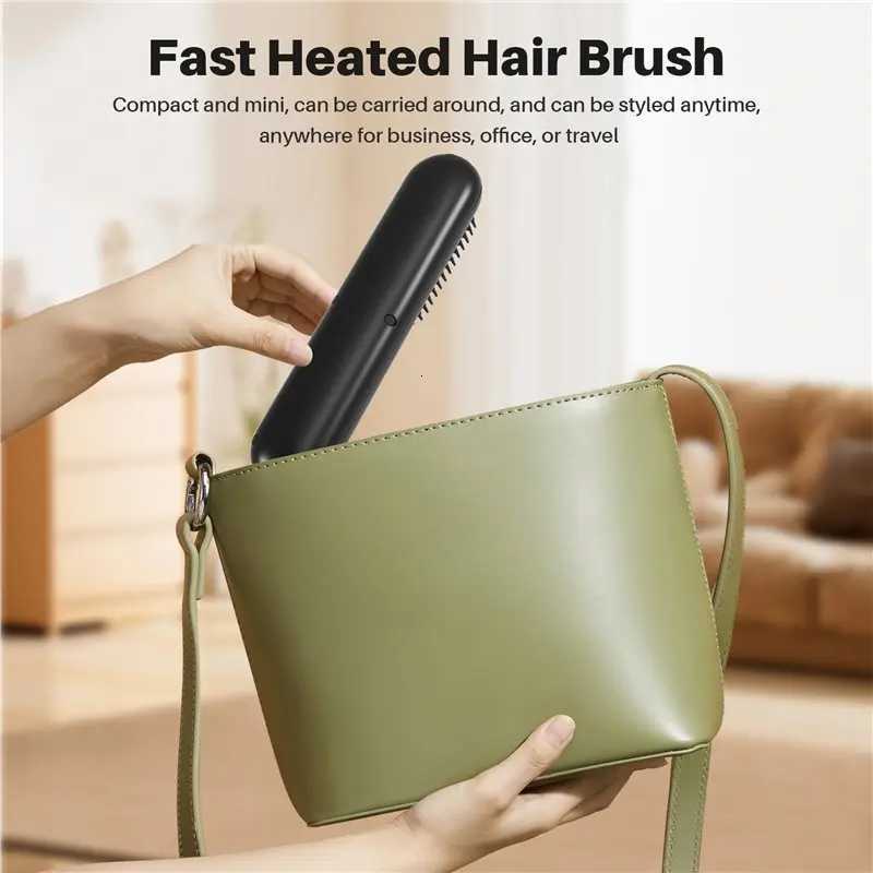 B89B-Cordless Straightener Hair Straightener Brush Fast Heated Wireless Hot Comb MultifunctionalT251129