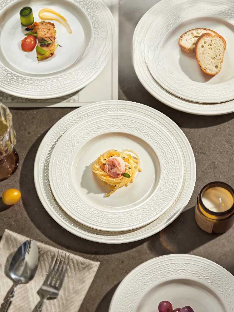 Luxury French steak dinner plate Deluxe sense light luxury household ceramic pasta plate kitchen cutlery Y251129