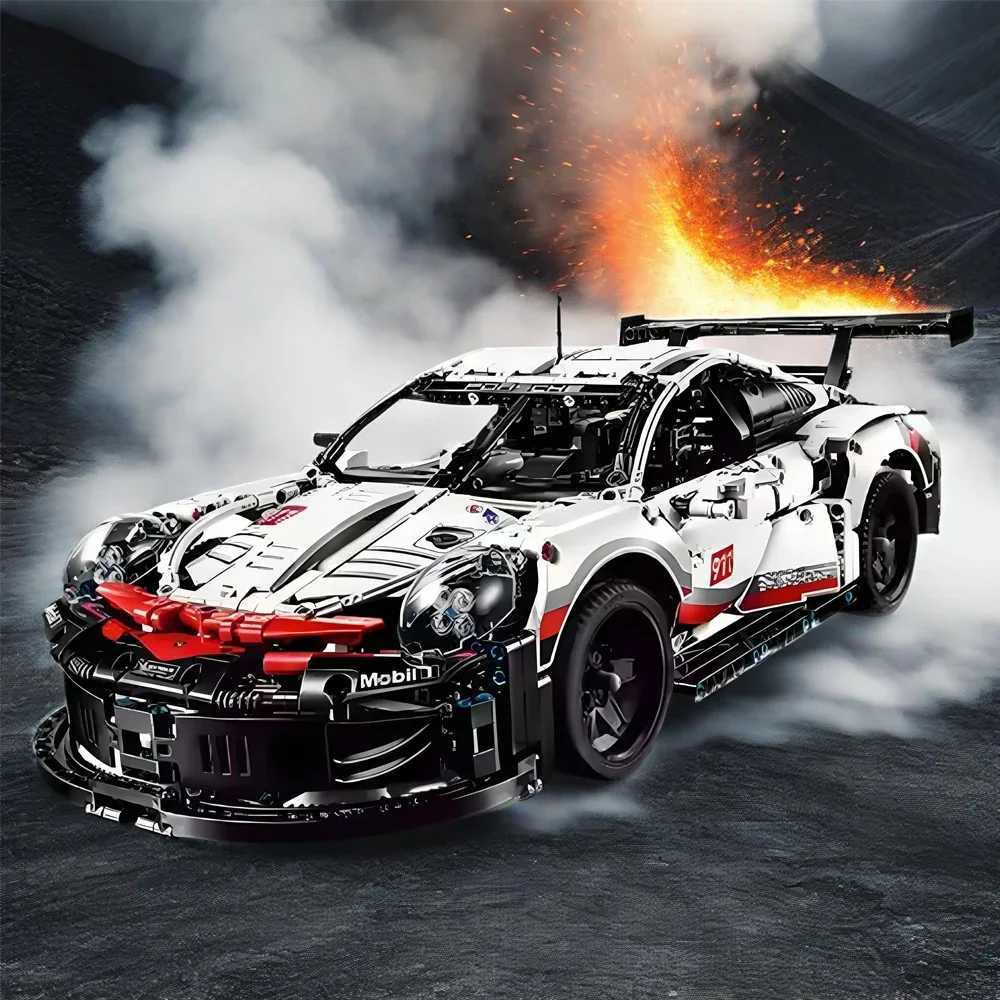 1580Pcs 110 Assembled Building Blocks Compatible 42096 Electric Sports Car Model Remote Control with Lights DIY Birthday Gifts J251129