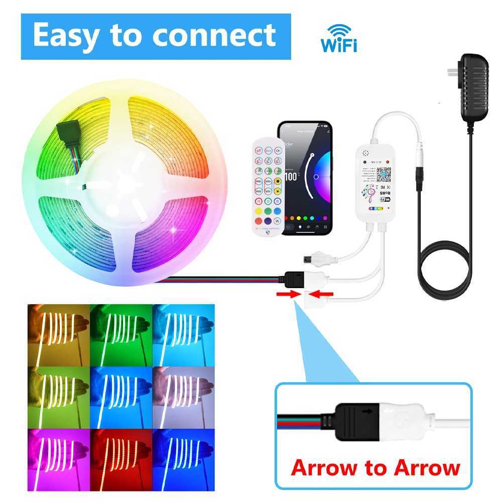 12V Bluetooth RGB LED Strip Light Tuya WIFI Dimmable Remote Control 576Leds/m Flexible Tape EU US UK AU Plug Home Decor 05m 5m M251129