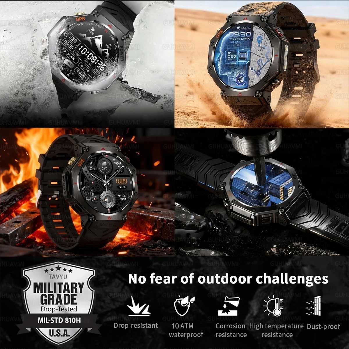 T-Rex 3 Ultra Military Grade GPS Smart Watch 10ATM Waterproof Compass Altimeter Barometric AMOLED Men HD Call Sports SmartwatchW251129