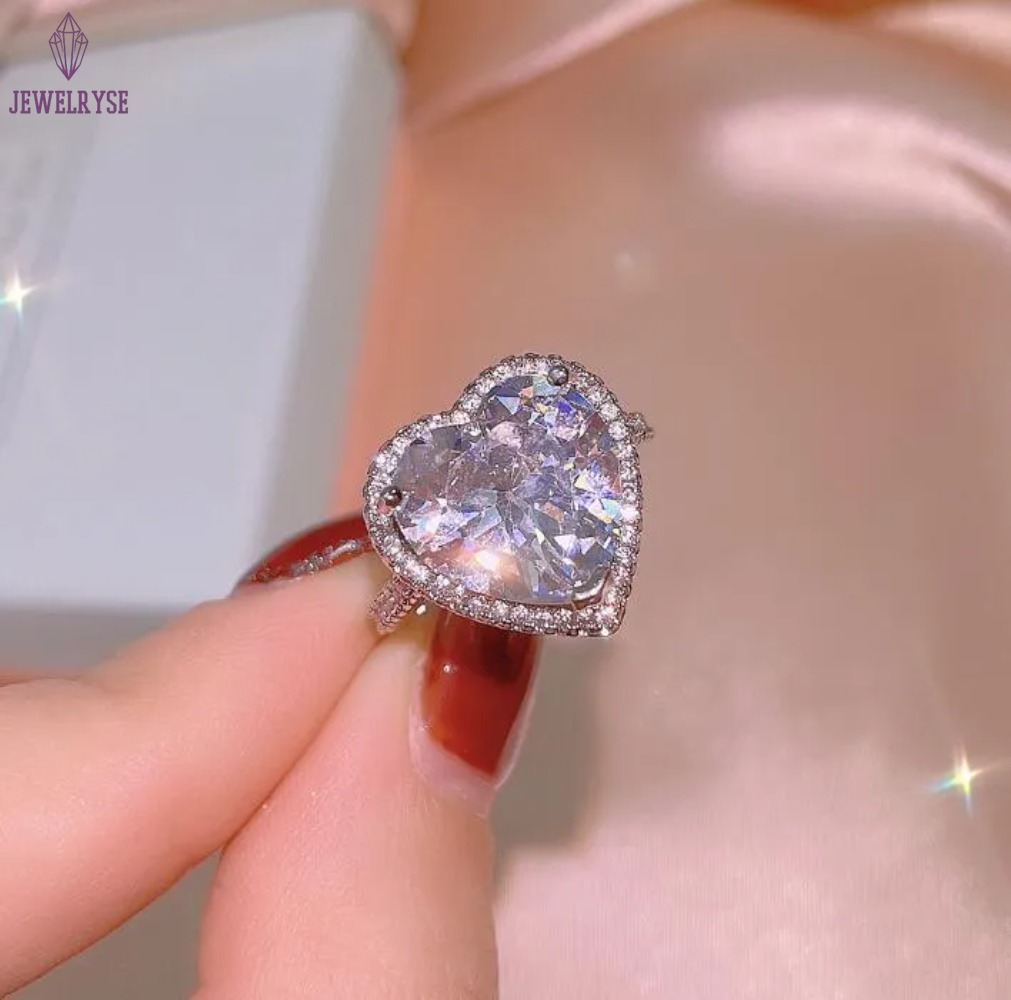 Choucong Brand Wedding Jewelry Set 925 Sterling Silver Luxury Sweet Cute Heart Pendant Pear Cut White Topaz CZ Eternity Diamond Stud Earring Women Bri