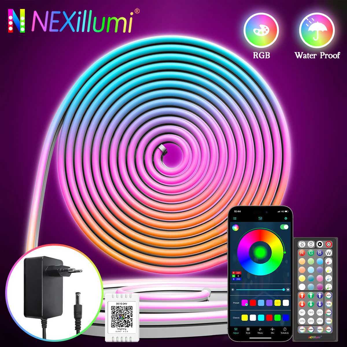 30M/20M/15M/10M RGB LED Neon Lights Smart App Remote Control Waterproof Music Sync Color Changing Rope for Bedroom Living Game M251129