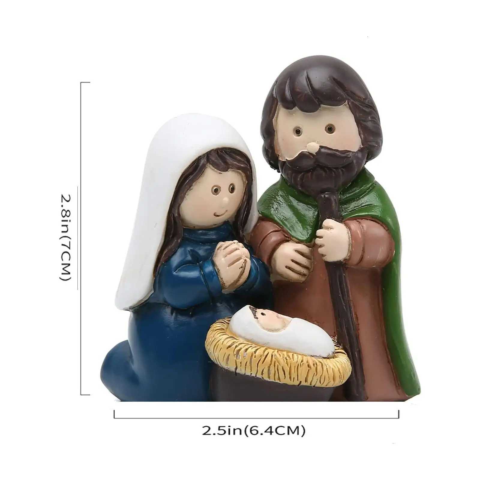 Holy Family Figurine He Deor Baby Jesus Mary Mother Christmas Nativity Set Ornament for Church Living Ro Off H251129