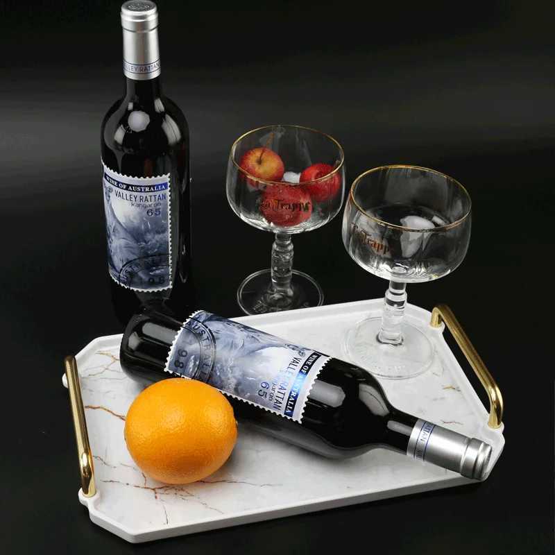 European Imitation Porcelain Storage Tray Marbled Square Tea Tray Jewelry Cosmetics Water Cup Food Storage Home Decoration New Y251129