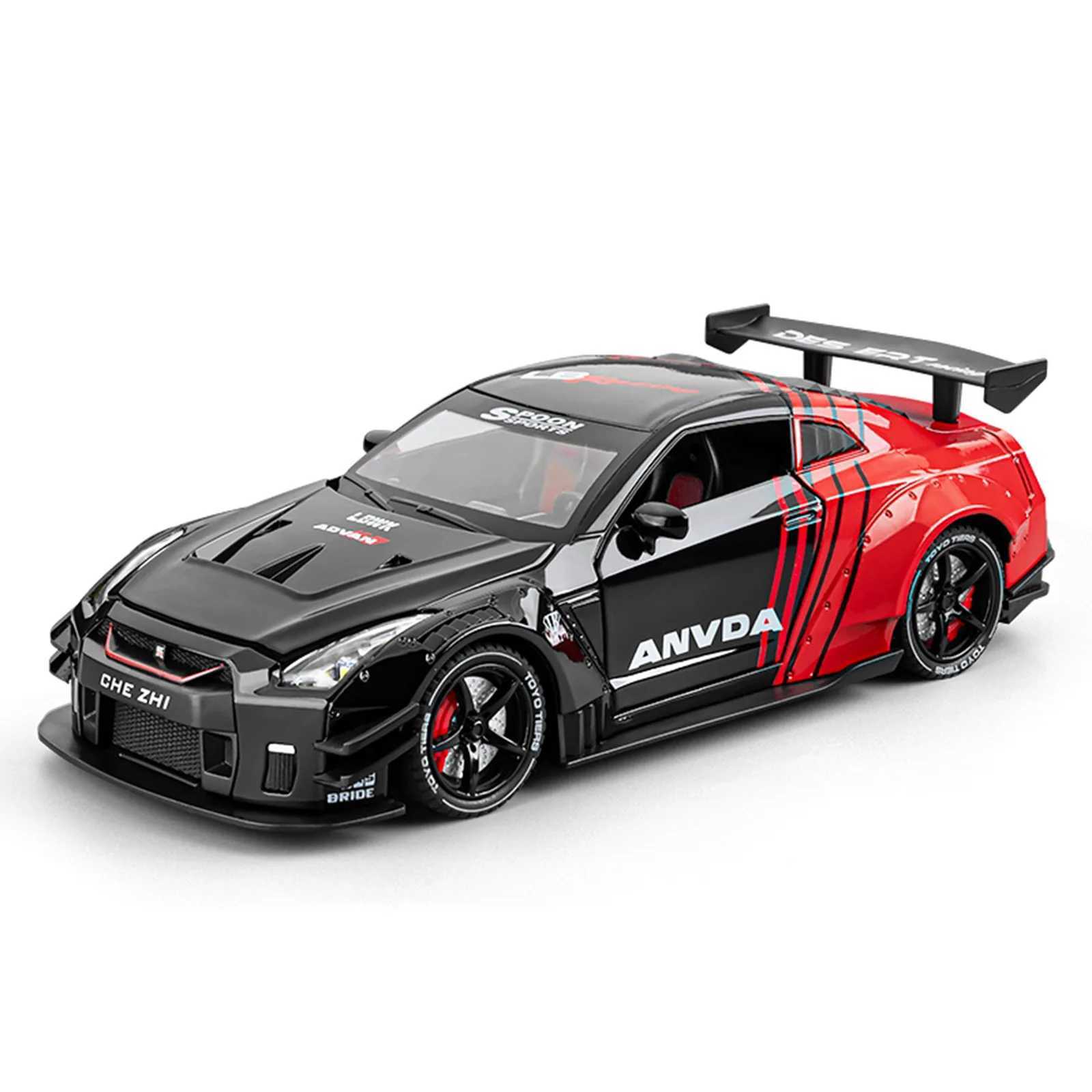 124 Nissan GTR R35 Modified Version Alloy Miniature Car Diecast Metal Scale Car Model SoundLight Children Toy Car Vehicle Gift J251129