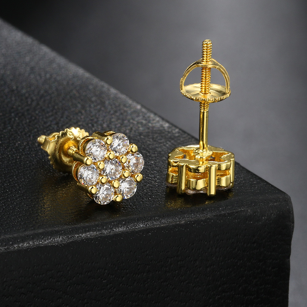 Fashion High-end Electroplating CZ with Copper Men And Women HipHoP Earrrings Elegant Earrings