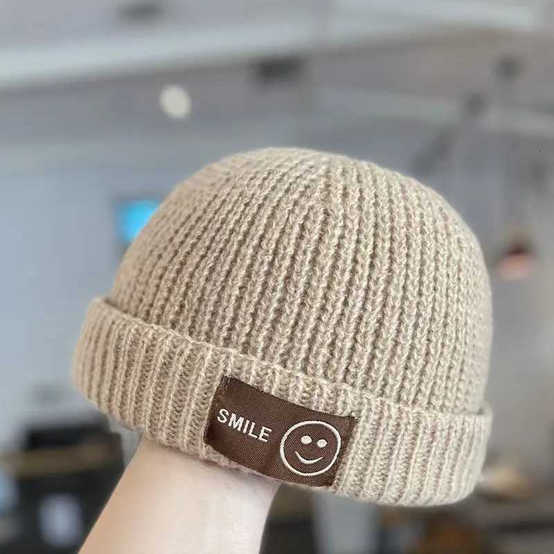 Vitnage Baby Brimless Hat Autumn Winter Letter Docker Cap Warm Knitted Solid Color Kids Boys Girls BeanieXJ251129