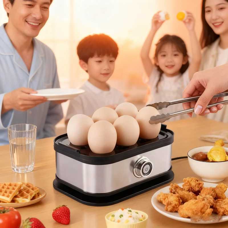 Electric Egg Cooker Breakfast Machine 6 Eggs Boiler Steamer Egg Warmer Steaming Cooker Food Warmer 110V/220V C251129