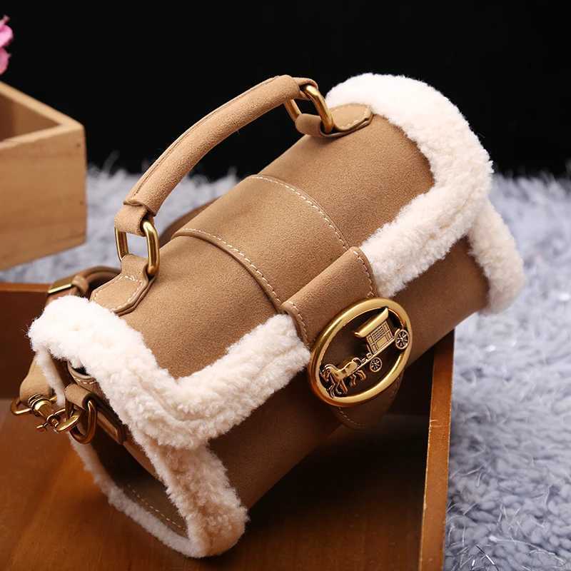 Luxury brand womens bag high-end designer 2024 new autumn and winter plush handbag single shoulder crossbody small square bag K251128
