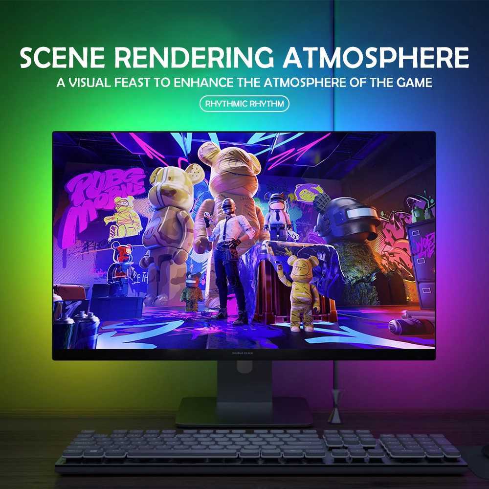 RGB Gaming Lights Strip Monitor Backlight LED Display Sync PC Atmosphere Screen APP Music Synchronization Decor Game Room Party M251129