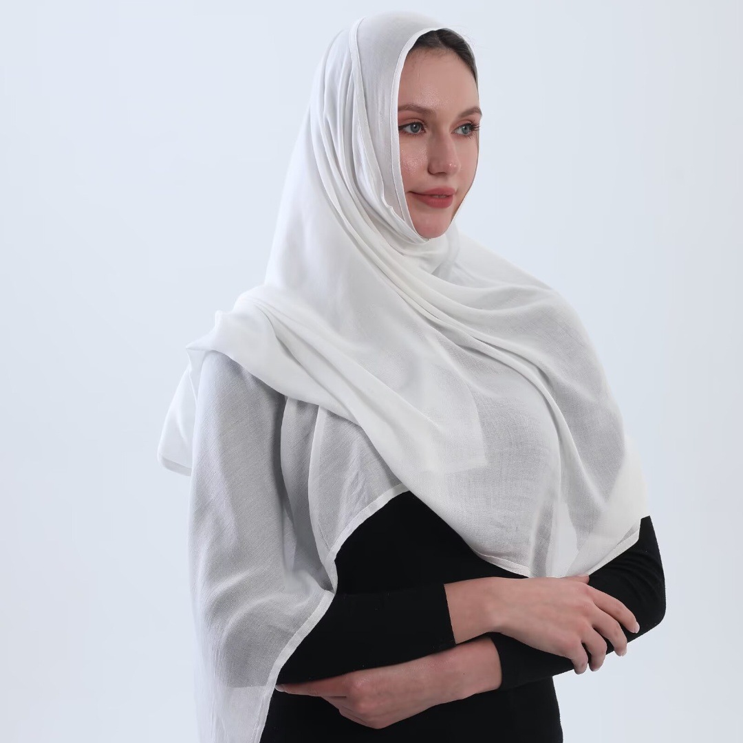 K571 Cross-border 65-color rayon modal double needle wide-edge headscarf monochrome high-quality breathable shawl scarf factory