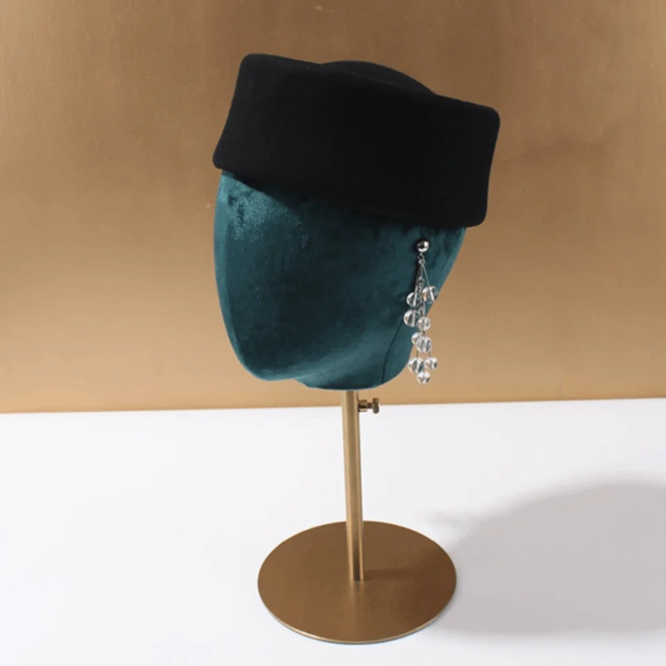 Hard Top Wool Felt Berets Concave Top British Retro Vintage Fedoras Hats Wedding Fascinator Hats Formal Events 251228