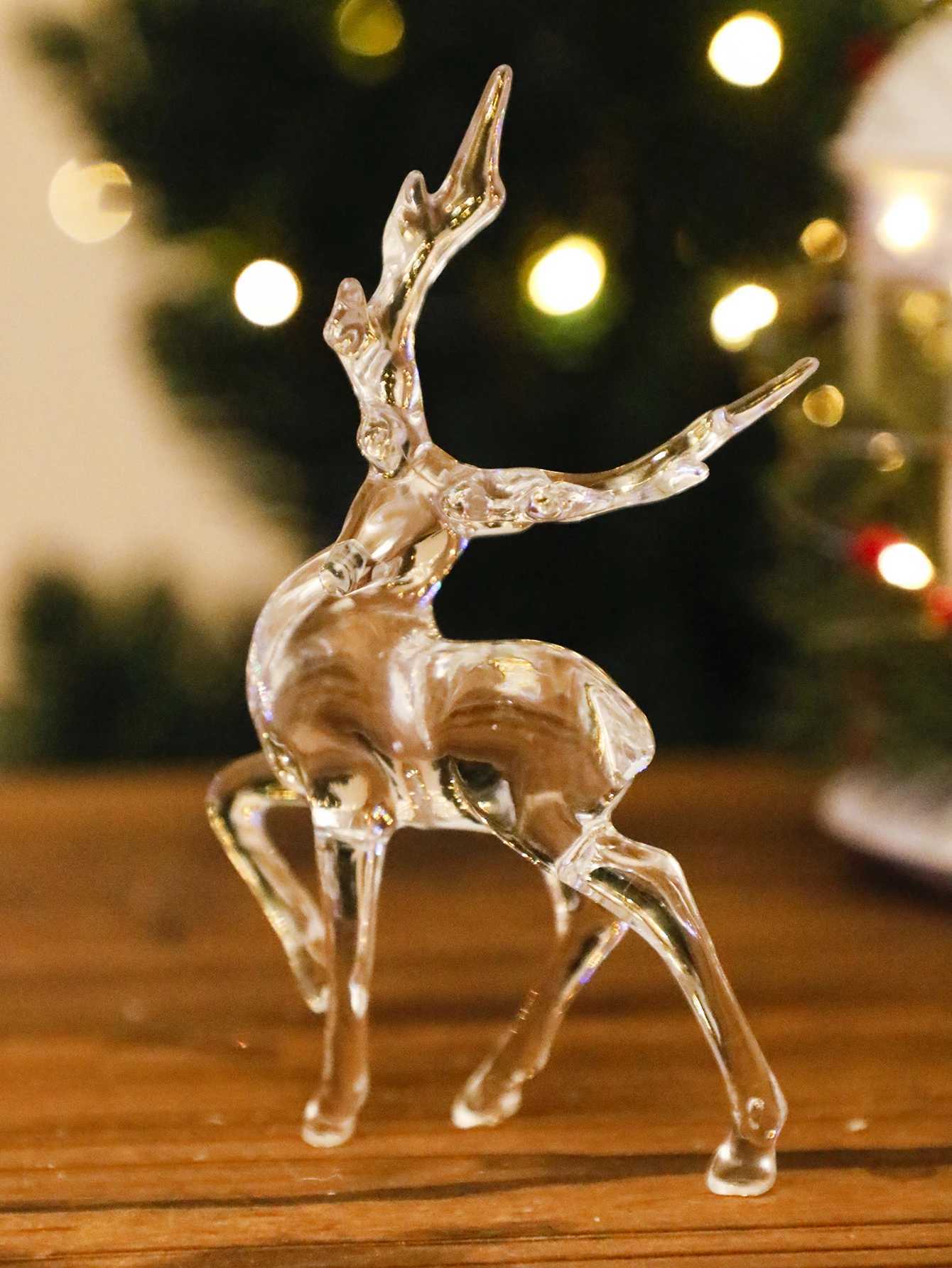 Christmas Crystal Reindeer Ornaments Transparent Acrylic Deer Figurines Festive Table Decor for Xmas Tree He Party Gifts H251129