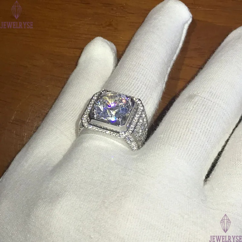 Stunning New Arrival Fashion Luxury Jewelry 925 Sterling Silver White Sapphire Round Cut CZ Zirconia Party Women Wedding Engagment Men Ring