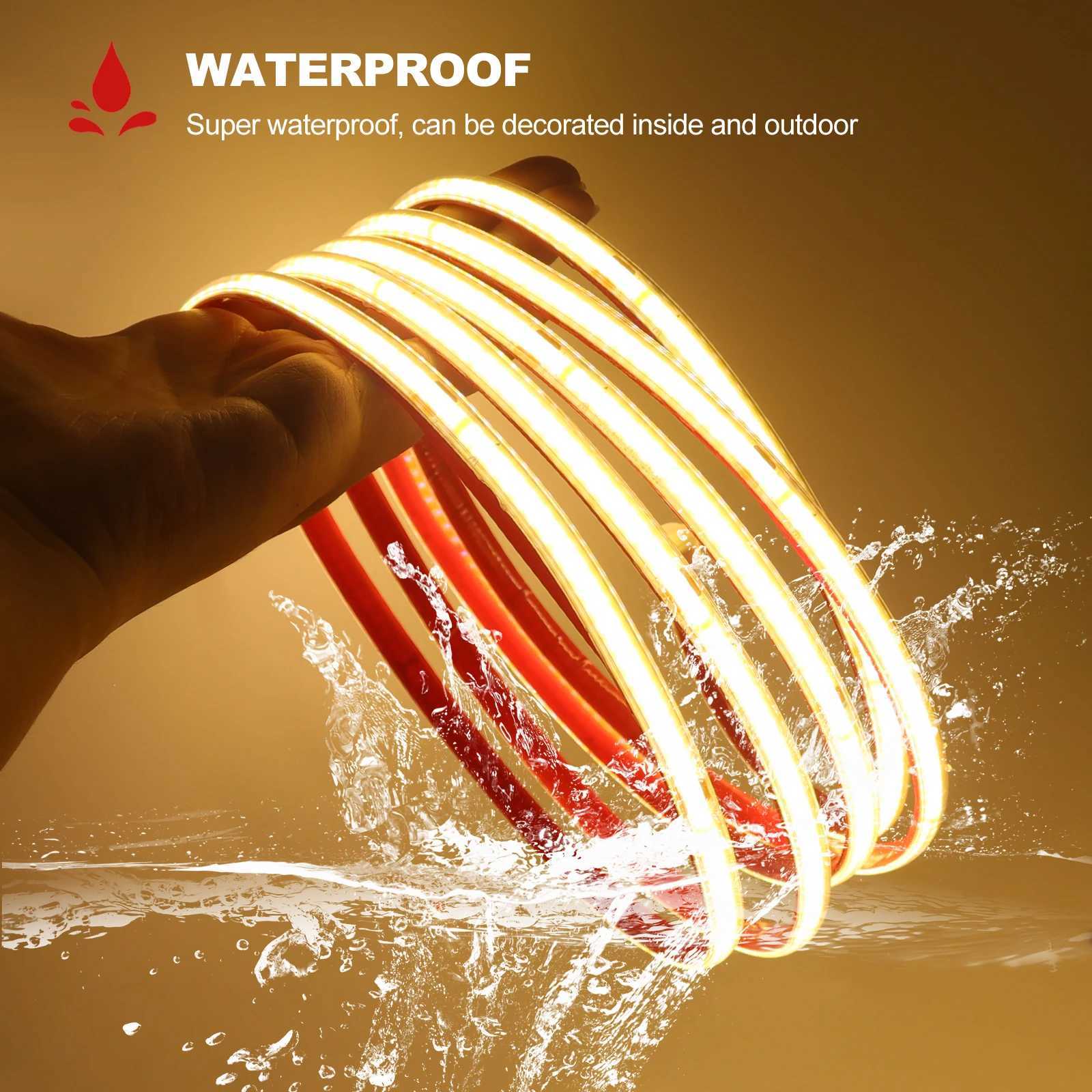 220V COB LED Strip Waterproof 05m 5m 10m 20m 40m Adhesive LED Strip with IC High Bright 240LEDs/m Flexible Tape Linear Lighting M251129