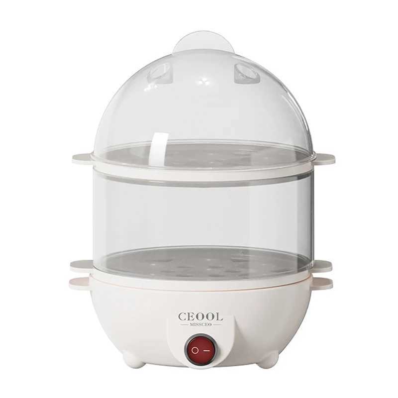 Multifunctional Egg Boiler 2 Layers Mini Electric Egg Cooker Egg Steamer Kitchen Steamed Breakfast Automatic Power Off Cooker C251129