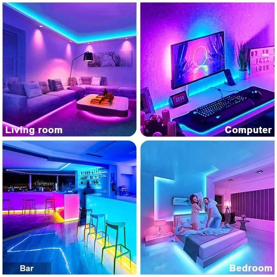 USB LED Strip Lights 1m-30m APP Control Color Changing RGB Led Light Flexible Lamp Tape Christmas Room Decoration TV Backlight M251129