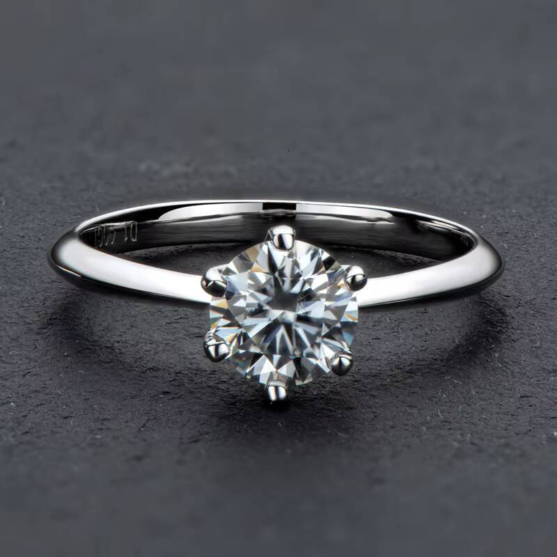 Custom 05CT 1CT 2CT 3CT Vvs D 925 Sterling Silver Solitaire Moissanite Wedding Engagement Ring for Women with Gra Certificate