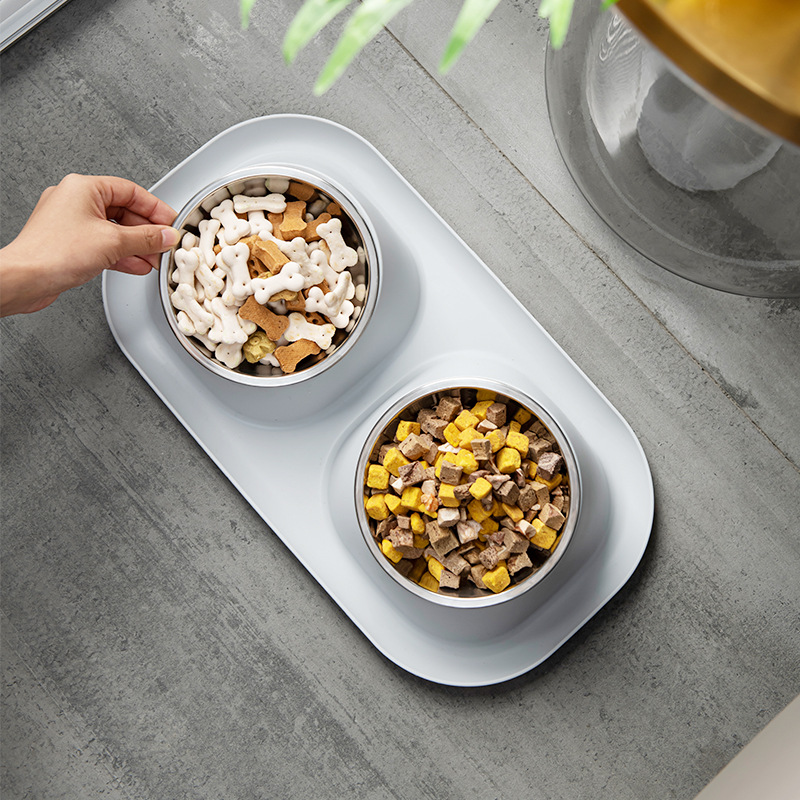 Pet Bowl Stainless Steel Dog Bowl Cat Bowl Double Bowl Dog Food Cat Food - view 6