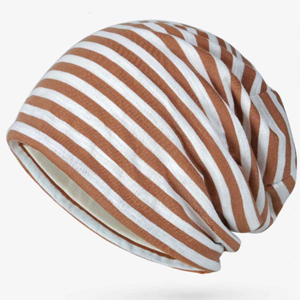 Ladies Summer Striped Knit Beanie Hat Spring Slouchy Style Skullies Cap Women Thin Bonnet Cap Autumn Men Benie Hiphop Pile hatXJ251129