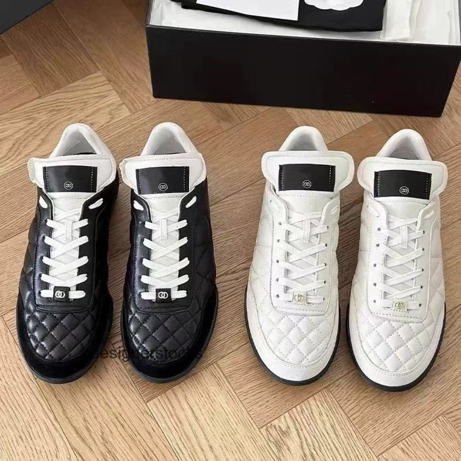 luxury designer channels channeled chanelshoe cc chanels chanelboots women Quilted Agan Shoes for 2025 New Genuine Leather Versatile White Shoes Thick Sole Ca AJ9E