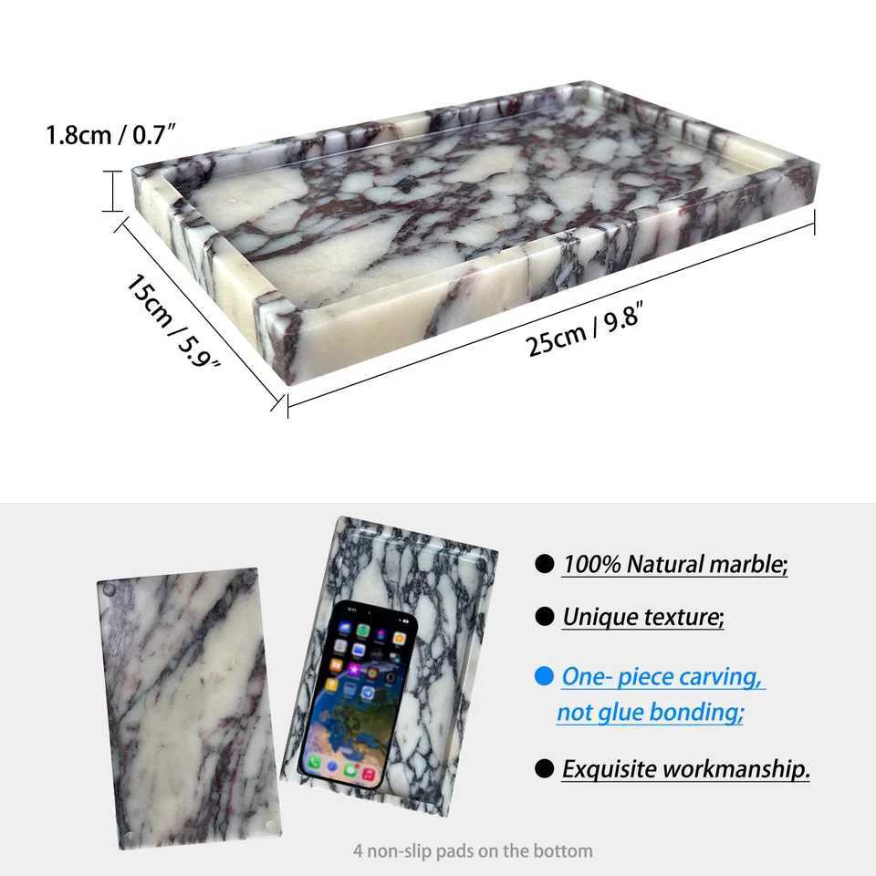 Natural Marble Vanity Tray 10x6 Genuine Calacatta Viola Marble Stone Tray for Bathroom/Kitchen/Dresser Y251129