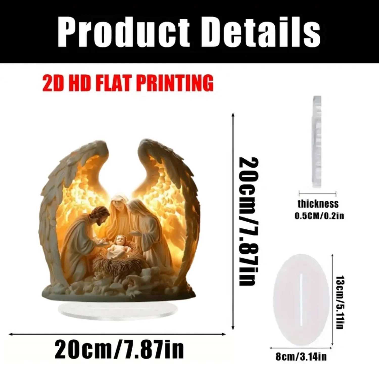 Nativity Scene White 2D Flat Jesus Acrylic Tabletop Decor HeOffCaferoStu Desktop Ornament Religion Kit H251129