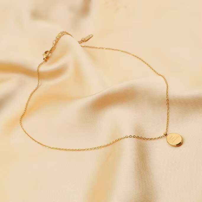 DHCollections Custom Stainless Steel Clavicle Chain Women's Superior Sense Country Tide Geometric Irregular Oval Lettering Pendant Necklace