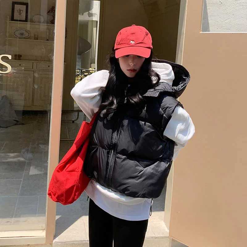 Women Coat Down Cotton Vest Womens 2025 Autumn Winter New Korean Style Loose Cotton Waistcoat Solid Color Women Waistcoat H530T251129